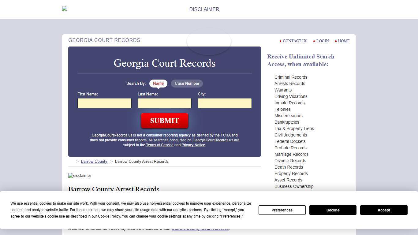 Barrow County Arrest Records | GeorgiaCourtRecords.us